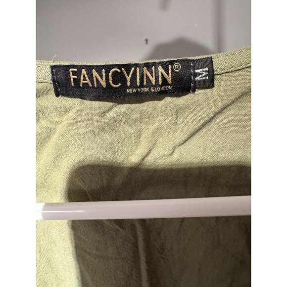 Cotton Green Ruffle Crop Top Women’s Size M V-Neck Sleeveless Boho Blouse - Picture 3 of 4